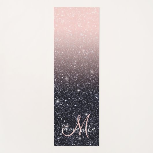 Moderne zwarte en roze glitter Sparkles Yogamat (Voorkant)