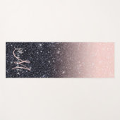 Moderne zwarte en roze glitter Sparkles Yogamat (Voorkant (horizontaal))
