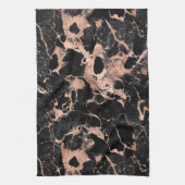 Moderne Zwarte en Roze Gouden Marmer Patroon Theedoek (Verticaal)