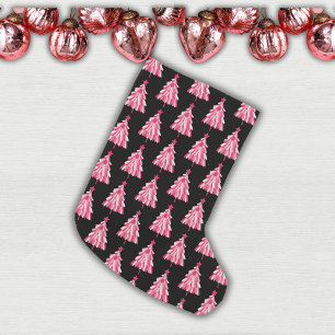 Moderne Zwarte en Roze Kerstdroomboom Kleine Kerstsok