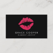 Moderne zwarte en roze lips maken artiest visitekaartje (Voorkant)