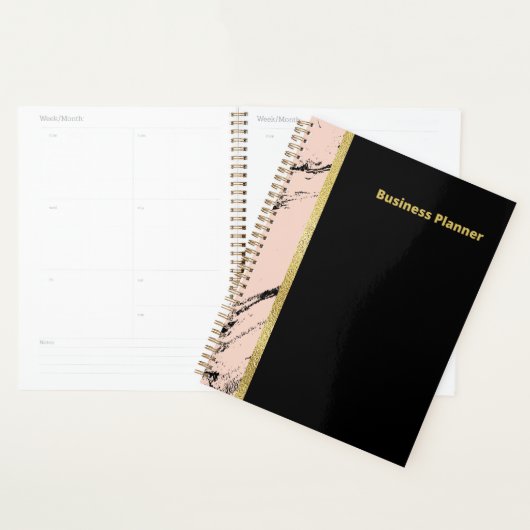 Moderne zwarte en roze marmerhandel planner (Display)