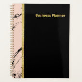 Moderne zwarte en roze marmerhandel planner (Voorkant)