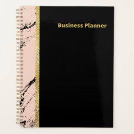 Moderne zwarte en roze marmerhandel planner