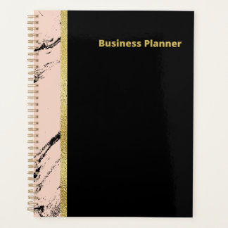 Moderne zwarte en roze marmerhandel planner