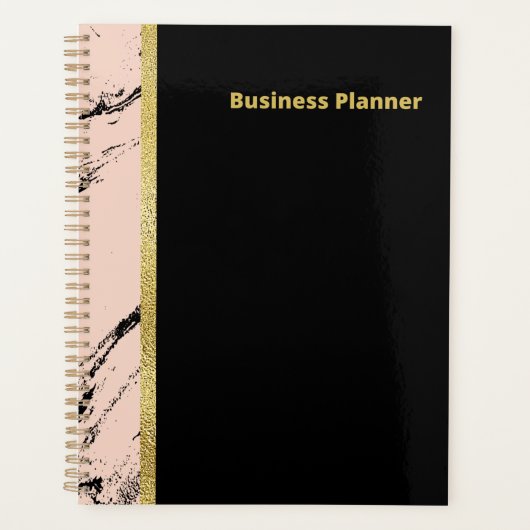 Moderne zwarte en roze marmerhandel planner (Voorkant)