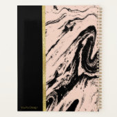 Moderne zwarte en roze marmerhandel planner (Achterkant)