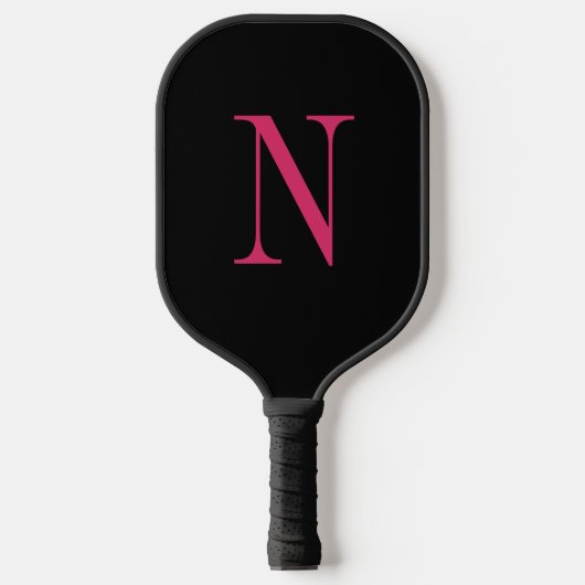 Moderne zwarte en roze monogram Pickleball-paddle Pickleball Paddle (Voorkant)