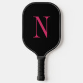 Moderne zwarte en roze monogram Pickleball-paddle Pickleball Paddle (Achterkant)