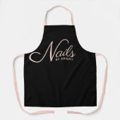Moderne zwarte en roze nagellijst schort (Voorkant)