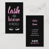 Moderne zwarte en roze plas en wenkbrauw visitekaartje (Voorkant / Achterkant)