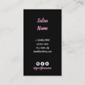 Moderne zwarte en roze plas en wenkbrauw visitekaartje (Achterkant)