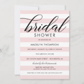 Moderne zwarte en roze strepen bruids-shower kaart (Voorkant)