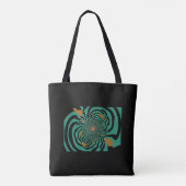 Moderne Zwarte en Teal Fractale Ontwerp Tote Bag (Achterkant)