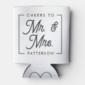 Moderne zwarte en witgoeds bruiloft blikjeskoeler (Voorkant)