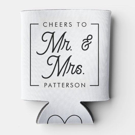 Moderne zwarte en witgoeds bruiloft blikjeskoeler (Voorkant)