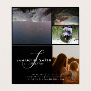 Moderne zwarte en witte 4 foto's Fotografie gevouw Visitekaartje