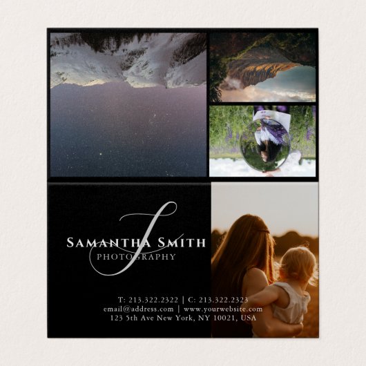 Moderne zwarte en witte 4 foto's Fotografie gevouw Visitekaartje (Buitenkant ongevouwen)