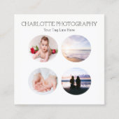 Moderne zwarte en witte 4 foto's vierkant vierkante visitekaartje (Voorkant)