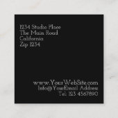 Moderne zwarte en witte 4 foto's vierkant vierkante visitekaartje (Achterkant)