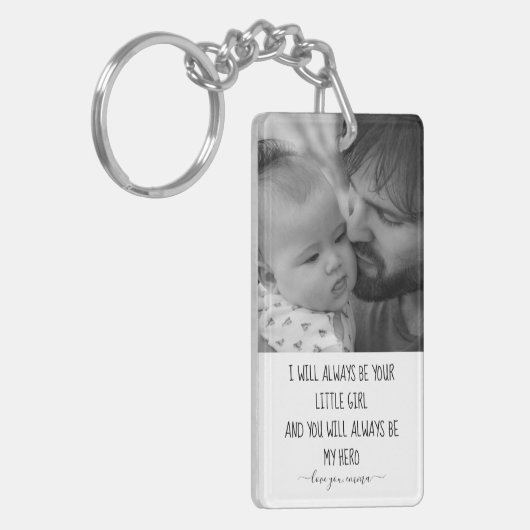 Moderne, zwarte en witte, aangepaste foto, vaderda sleutelhanger (Voorkant Links)