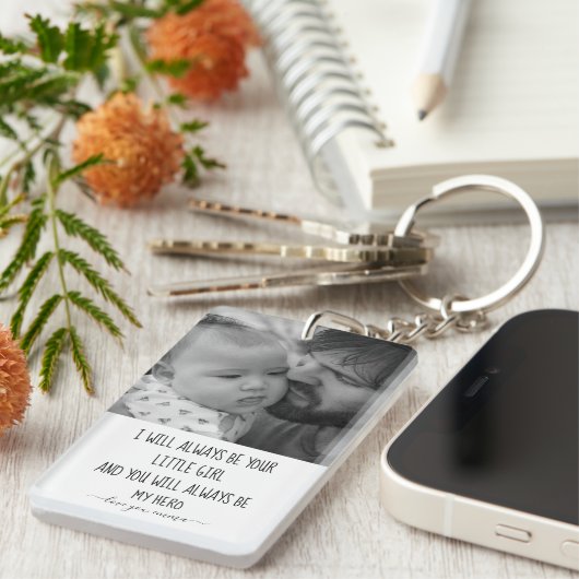 Moderne, zwarte en witte, aangepaste foto, vaderda sleutelhanger (Voorkant Rechts)