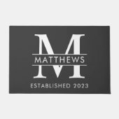 Moderne, zwarte en witte, aangepaste monogram van deurmat (Voorkant)