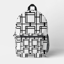 Moderne Zwarte en Witte Abstracte Geometrische Kun Bedrukte Rugzak