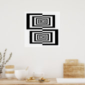 Moderne Zwarte en Witte Abstracte Geometrische Rec Poster (Keuken)