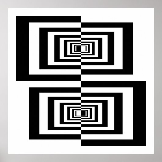 Moderne Zwarte en Witte Abstracte Geometrische Rec Poster (Voorkant)