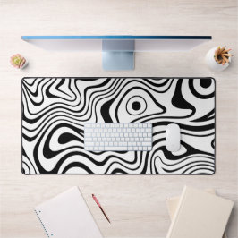 Moderne Zwarte en Witte Abstracte Golflijnen Bureaumat