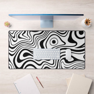 Moderne Zwarte en Witte Abstracte Golflijnen Bureaumat