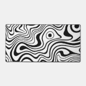 Moderne Zwarte en Witte Abstracte Golflijnen Bureaumat (Voorkant)