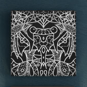 Moderne zwarte en witte Abstracte tribale krijtlij Canvas Afdruk