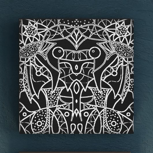 Moderne zwarte en witte Abstracte tribale krijtlij Canvas Afdruk