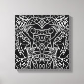 Moderne zwarte en witte Abstracte tribale krijtlij Canvas Afdruk (Voorkant)