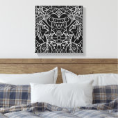 Moderne zwarte en witte Abstracte tribale krijtlij Canvas Afdruk (Insitu (Slaapkamer))