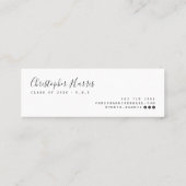 Moderne zwarte en witte afstuderen fotoklasse van  contactkaartje (Achterkant)