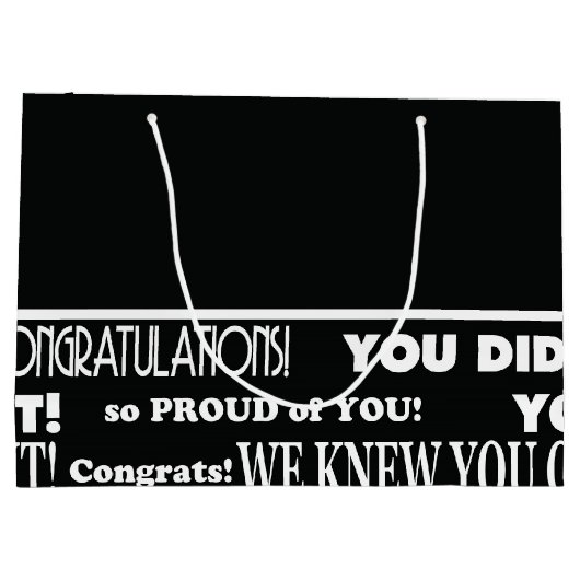 Moderne zwarte en witte Afstuderen grote cadeautas (Achterkant)