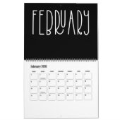 Moderne zwarte en witte agenda kalender (Feb 2026)
