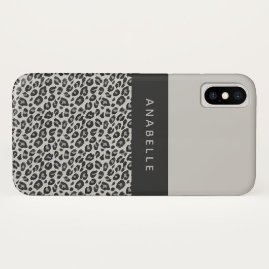 Moderne zwarte en witte bladluipaard Case-Mate iPhone case (Achterkant (horizontaal))