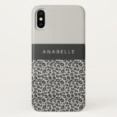 Moderne zwarte en witte bladluipaard Case-Mate iPhone case (Achterkant)