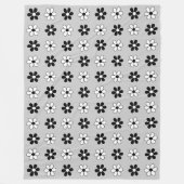 Moderne zwarte en witte bloemen op lichte zilver g fleece deken (Voorkant)