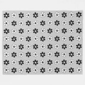 Moderne zwarte en witte bloemen op lichte zilver g fleece deken (Voorkant (Horizontaal))