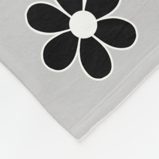 Moderne zwarte en witte bloemen op lichte zilver g fleece deken (Hoek)