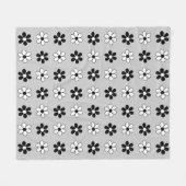 Moderne zwarte en witte bloemen op lichte zilver g fleece deken (Voorkant (Horizontaal))