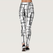 Moderne zwarte en witte blokken, vierkantspatroon leggings (Achterkant)