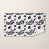 Moderne zwarte en witte botanische palmbladeren| bad handdoek (Handdoek)