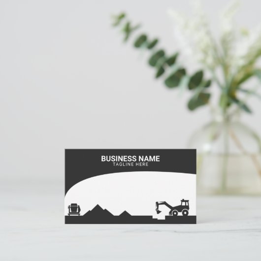 Moderne, zwarte en witte bouwplaats Silhouette Visitekaartje (Staand voorkant)
