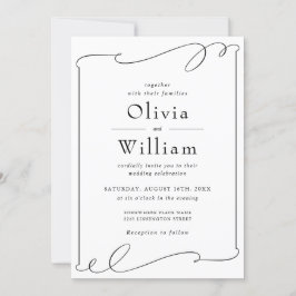 Moderne zwarte en witte bruiloft kaart